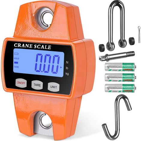 Balance numérique suspendue de 660 lb avec boîtier en fonte d'aluminium, mini-balance portable de 300 kg avec crochets pour la ferme, la chasse, la pêche et les activités de plein air (orange) (1/4)