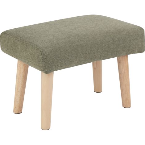 Reposapiés moderno retro tapizado patas de madera verde Takoma II