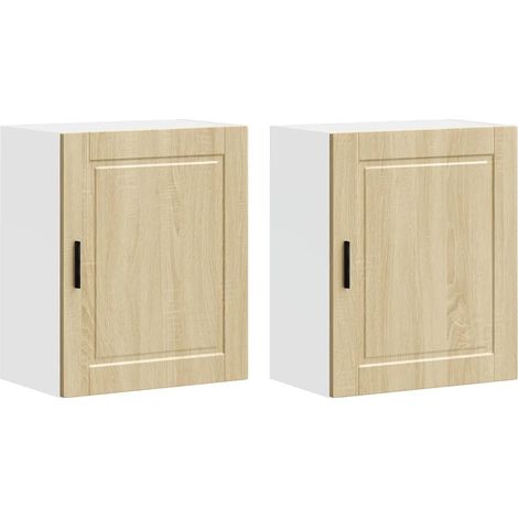 Set di 2 armadietti pensili da cucina di design pratico 50 x 31 x 60 cm in legno ingegnerizzato rovere sonoma 020050349