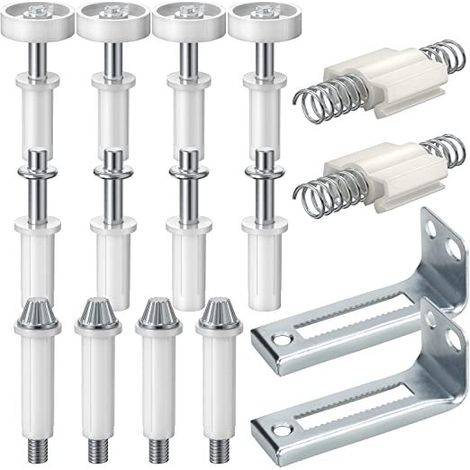 Ensemble complet de quincaillerie pour portes coulissantes pliantes – Quincaillerie en acier inoxydable pour le pivot supérieur – Comprend une vis parapluie, une plaque de réglage, un clip à ressort e (1/2)