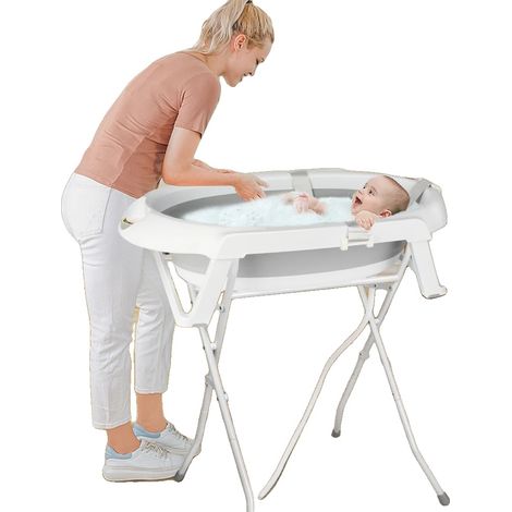 Bañera para bebé, diseño plegable, acolchado ergonómico, gris. (1/2)