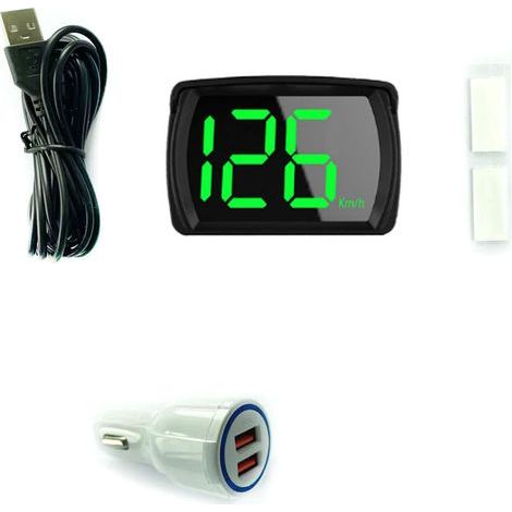 Voiture HUD Headup Display KM/H Compteur de vitesse GPS numérique avec LED Grand affichage de caractères Adaptateur de charge de voiture pour camion SUV Moto (1/5)
