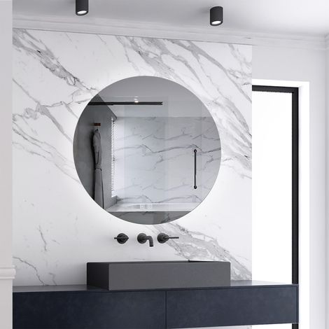 700x700mm Round LED Bathroom Mirror with 3 Colors,Adjustable Brightness,Anti-fog,Memory Function (1/5)