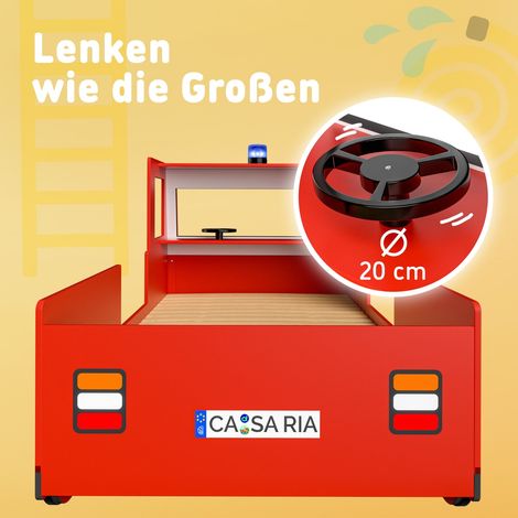 CASARIA® Childrens Red Fire Engine Bed Frame Toddler Fireman Furniture Car Truck (1/5)