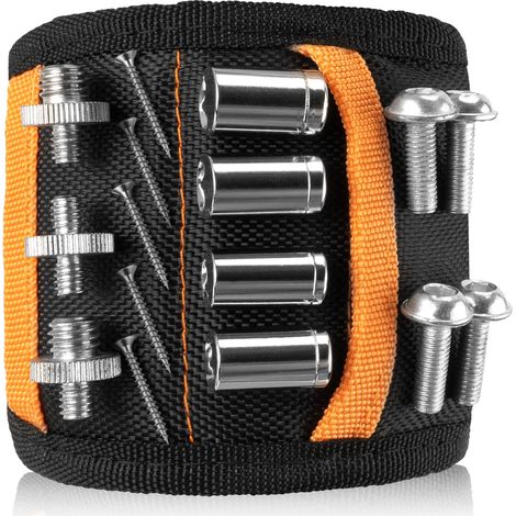 Bracelet Magnetique Homme Bricolage RéGlable avec 20 Aimants Super Puissants Bracelet pour Vis de Retenue, Ciseaux (1/5)