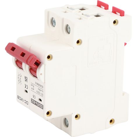 Disjoncteur DC 1000V 6A 2P pour panneaux solaires, montage sur rail DIN, protection photovoltaïque miniature (1/5)