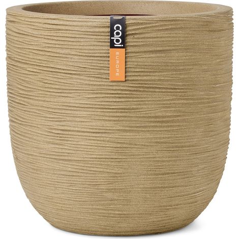 Capi Europe Übertopf Rib NL Kugel Beige mit Isolierschicht Ø 35 cm - Kunststoff