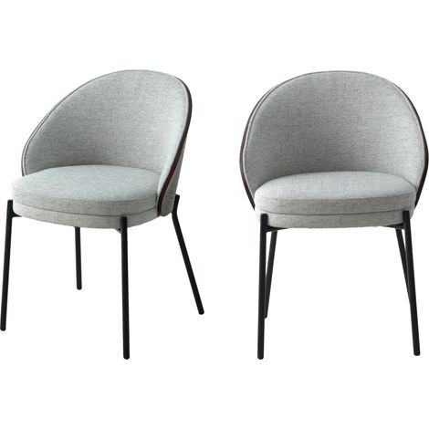 Lot de 2 chaises en tissu et métal - Gris clair - CANELAS (1/5)