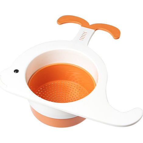 Égouttoir d'évier en 2 parties, égouttoir de rangement en forme de cygne, panier-filtre blanc pour séparation eau/sec (1/5)