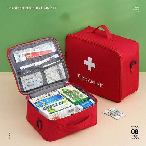 Trousse De Secours - 25x21x11 Cm - Imperméable Tissu Oxford - Pour Maison Bureau Camping Voyage - 1 Pièce (1/5)