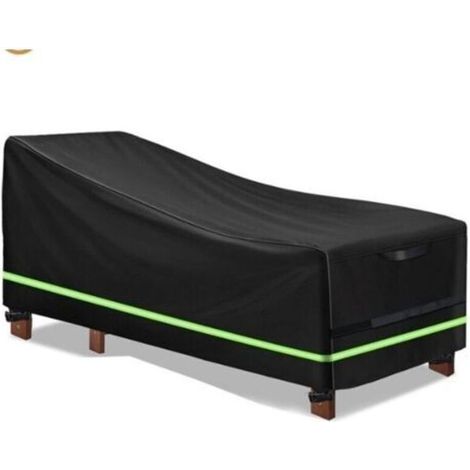 Housse de chaise longue en bois Oxford 420D, 65 x 95 x 155 cm, anti-poussière, protège du soleil, du vent, de la pluie, de la neige et d'autres éléments (noir) (1/4)