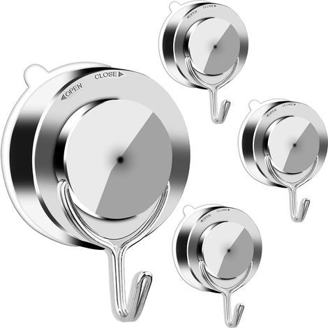ZOLGINAH 4er-Set Saugnapf-Wandhaken – Kein Bohren erforderlich – Vielseitig einsetzbar – Für Bad und Küche – Saugnapf mit Haken für Kleidung, Handtuchhalter, Türhaken, Küchenhaken (1/5)