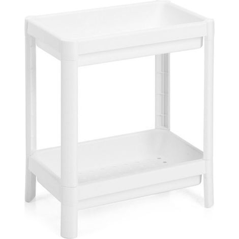 2 Tier Bathroom Floor Storage Shelf with Drain Hole Multifunction Stable Space Saving Standing Storage Rack for Bathroom Kitchen (1/5)
