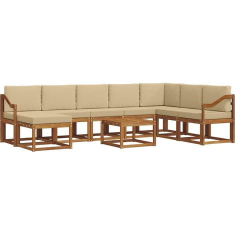 Ensemble de canapés d'extérieur 9 pc Naturel et Beige vidaXL (1/5)