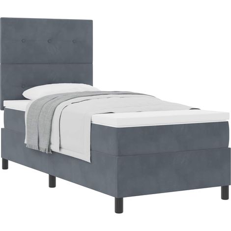 Maison Exclusive - Lit à ressorts avec matelas Gris foncé 80 x 200 cm Velours