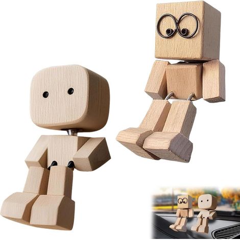 Figurines à bascule en bois pour tableau de bord de voiture, lot de 2 (1/5)