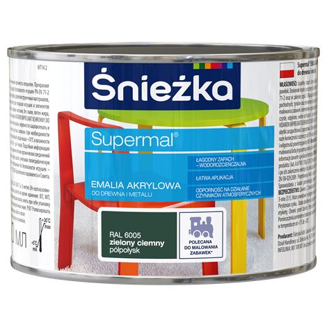Esmalte acr铆lico Supermal para madera y metal, verde oscuro semibrillante, 0,4 L
