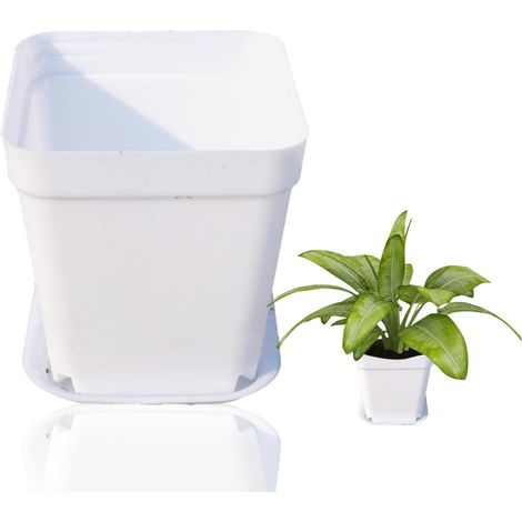 Set aus 3 quadratischen Pflanztöpfen aus Kunststoff mit Drainagelöchern, perfekt für Sukkulenten, Setzlinge sowie als Heim- und Gartendekoration.