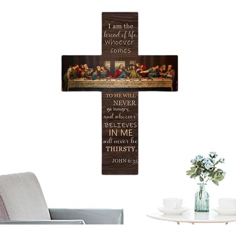 Panneau En Bois La Cène Murale Texte inspirant, décoration saisonnière En bois Décoration Saisonnière Ornement d'Intérieur d'Église pour Salon, Chambre à Coucher, Bureau, (1/5)