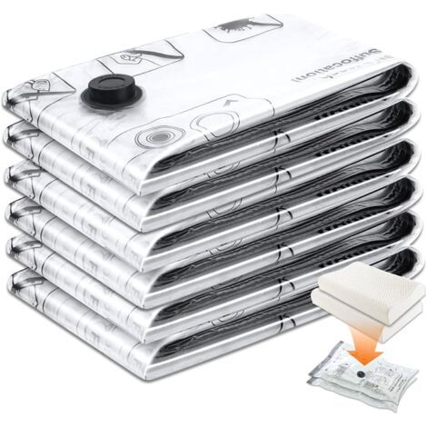 Vacuum Seal Bags for Clothes, 6 Pieces (60x40cm), Reusable Vacuum Storage Bags with Double Zip, Ideal for Travel, Moving and Compressing Clothes, Duvets, Pillows (1/5)