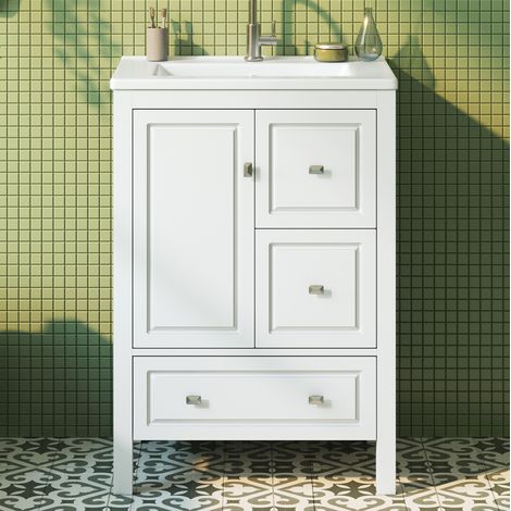 Meuble de salle de bain avec vasque 62 x 47 x 90 cm blanc OKMYHOME (1/5)