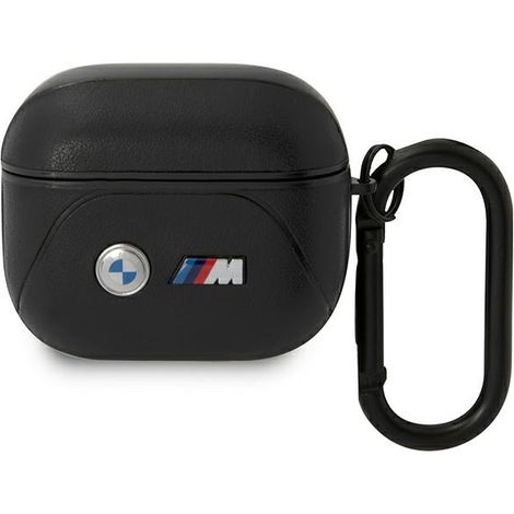 BMW BMA322PVTK AirPods 3. Generation Hülle, schwarz/schwarzes Leder, gebogene Linie (1/2)