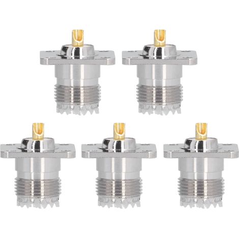 Conector coaxial RF (50 ohmios), terminación para soldadura, SL16-KFD-3, fabricado en aleación de latón y aluminio, montaje de 4 orificios, paquete de 5 unidades. (1/5)