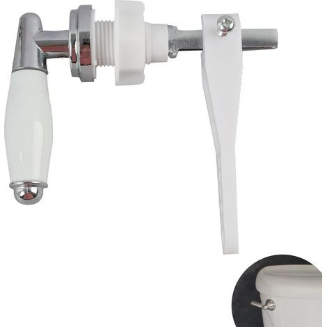 Maniglia di scarico per WC in ceramica antiruggine, design cromato per il bagno, universale con impugnatura antiscivolo, ricambio per la maniglia della cassetta di scarico del WC. (1/5)