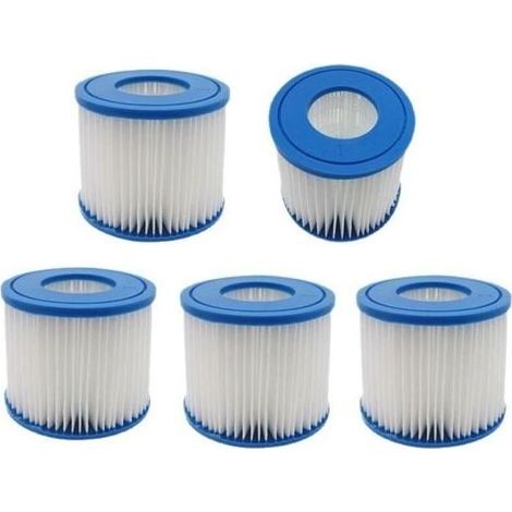 Cartouche filtrante compatible avec les piscines Bestway type I et les filtres Intex E Type VII/D/VII, lot de 5 (1/4)