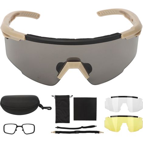 Lunettes de protection kaki pour activités de plein air, lunettes de protection tactiques, lunettes de tir de sécurité renforcées, antibuée et pare-balles (1/5)