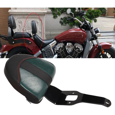Motorrad-Rückenlehne, passend für Indian Scout (2015–2022) und Indian Scout Sixty (2016–2022, verstärkte Ausführung). Farbe: Schwarz/Grün (verstärkt). (1/5)