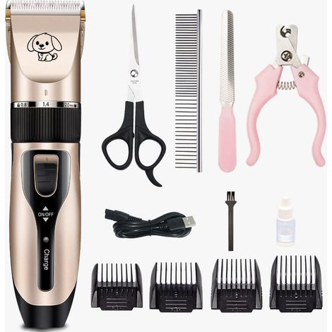 Tondeuse pour Chien Professionnelle Tondeuse Chien Poil Long Epais Electrique Sans Fil Kit Toilettage Chien Rasoir pour Chiens Chat Animaux de Compagnie Dog Clippers Trimmer Pet Grooming Kit