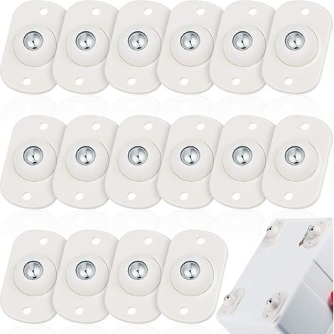 Lot de 16 roulettes de cuisine universelles auto-adhésives (blanches, avec 1 bille en acier) (1/4)