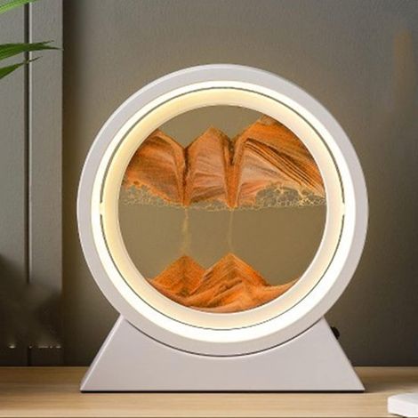 Sandlampe, 3D-Treibsandkunst, dynamische runde Glassandlandschaft, LED-Innenbeleuchtung, Sandkunst-Schreibtischlampe, Bürodekoration (1/5)