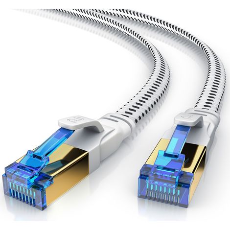 Primewire Flachbandpatchkabel CAT 8 mit Baumwollummantelung - Gigabit Ethernet LAN Kabel - 40 Gbit/s - S/FTP PIMF Schirmung - Netzwerkkabel - 3m (1/5)