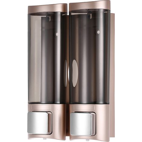Distributeur de savon mural manuel double 200ml x2 ABS or champagne 130x53x198mm pour cuisine salle de bain avec ruban mousse double face et vis sans perçage (1/2)