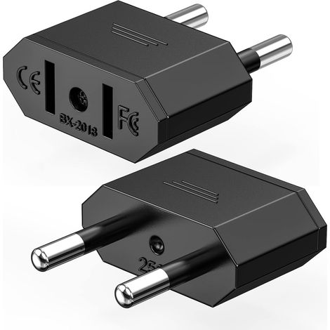 Adaptateur US vers UE, prise de voyage vers UE, convertisseur de prise 2 broches Ancable Allemagne Europe Amérique Canada Mexique Espagne Égypte pour appareils avec alimentation américaine (noir - 2 p (1/5)