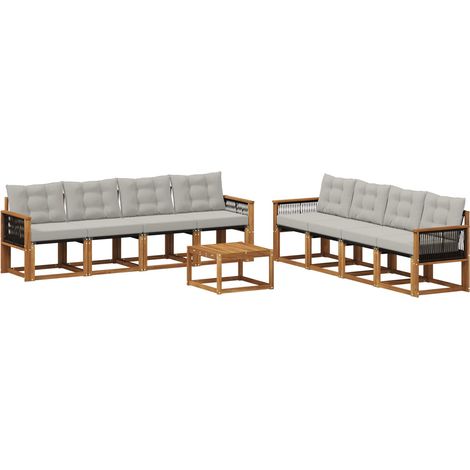 Outdoor Sofa Set 9 pcs Natural and Light Grey vidaXL (1/5)