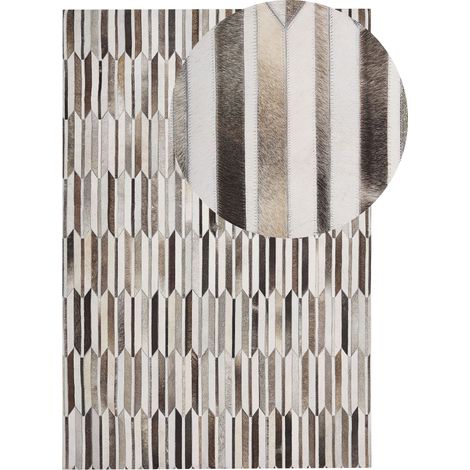 Tappeto Rettangolare in Pelle Beige e Marrone Patchwork 140 x 200 cm Kulalar (1/5)