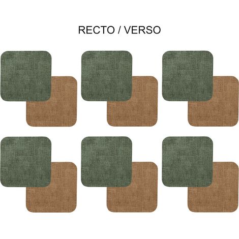 Table Passion - Set de 6 dessous de verre carré vert marron (1/2)