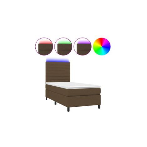 Sommier à lattes de lit et matelas et LED Marron foncé 80x200 (1/5)