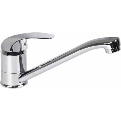 Rubinetto per lavello da cucina a canna bassa miscelatore per lavandino orientabile acqua calda e fredda 360° di rotazione monocomando girevole in ottone cromato lucido 52929 (1/2)