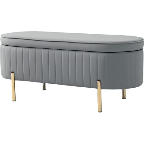 Banc de rangement velours bout de lit 72 L 108x44x43,5 cm gris