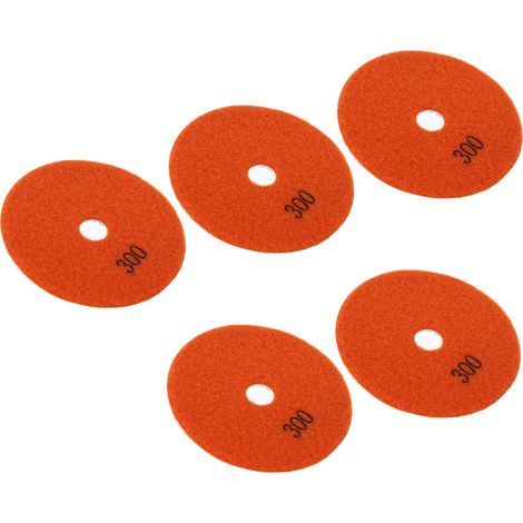 Kit de 5 disques de polissage diamantés humides de 10 cm (4 pouces) à grain tendre pour marbre, granit et céramique, grain 300 (1/5)
