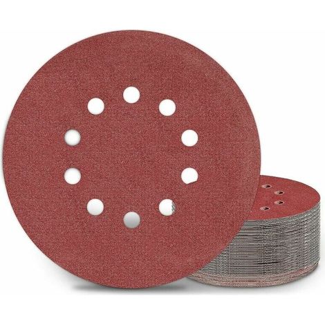 Dischi abrasivi da 225 mm, 25 pezzi di dischi abrasivi rotondi a 10 fori con grana P120, per levigatrici a collo lungo, smerigliatrici per cartongesso e levigatrici a giraffa (1/5)