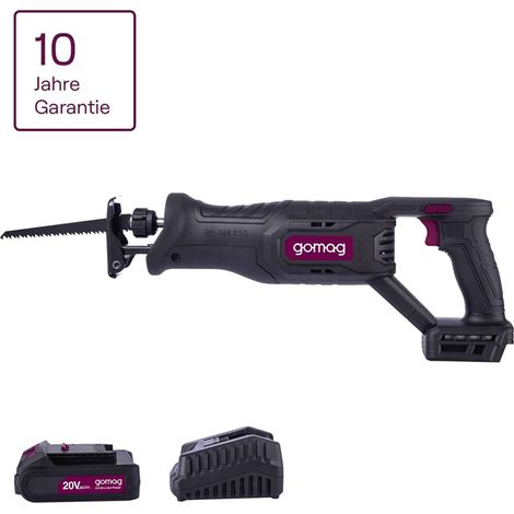 Gomag Akku Säbelsäge GO-SBL250BL 20V Hub 28mm 2Sägeblätter 2,0 Ah Starterkit (1/5)