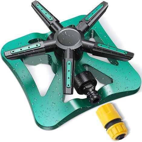Arroseur de pelouse Sea Pioneer, arroseur de jardin, arroseur rotatif à trois bras à 360 degrés, base d'irrigation, fournitures d'irrigation et de jardinage pour plantes. (1/5)