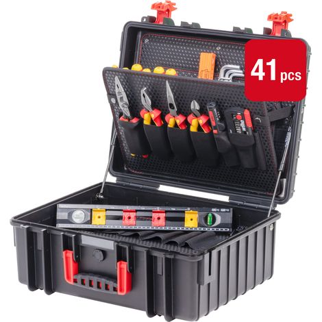 Wiha – Mallette à outils électrique 41 pcs – Compartiments modulables pour rangement – Poignée ergonomique et sangle de transport – Antichoc et verrouillage sécurisé (1/5)