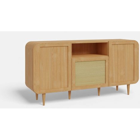 Madia in rovere con rattan naturale 3 ante push pull 169x85 Costa Rica (1/5)