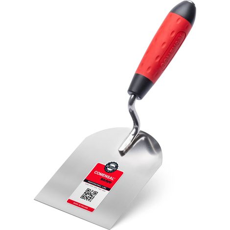 COMENSAL® Cazzuola a punta quadra 100mm - Cazzuola in Acciaio Inox - Cazzuola da muratore - Cazzuola in Acciaio Inossidabile - Cazzuola con manico in gomma - Spatola per Stucco - Made in EU (1/5)